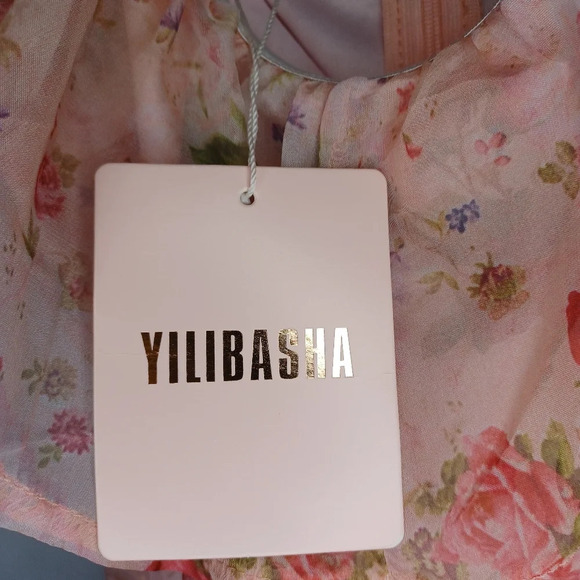 Yilibasha sheer dress with lining with ruched sides NWT - Picture 7 of 11